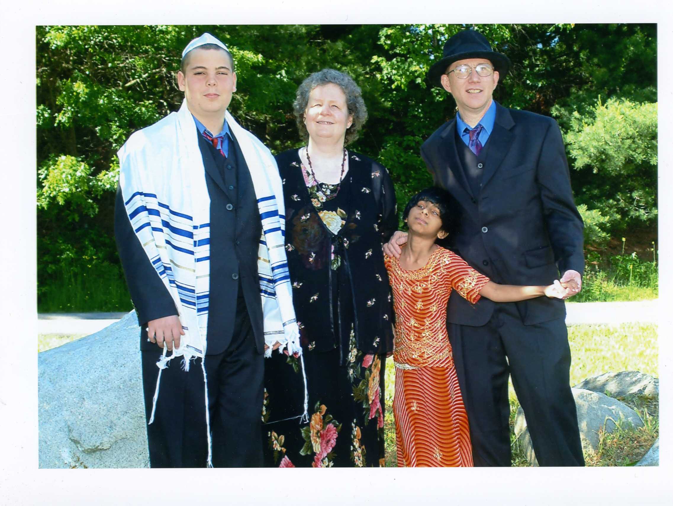 photo of Seth, Caryn Diya, and David on the occasion of Seth's Bar Mitzvah in June 2004